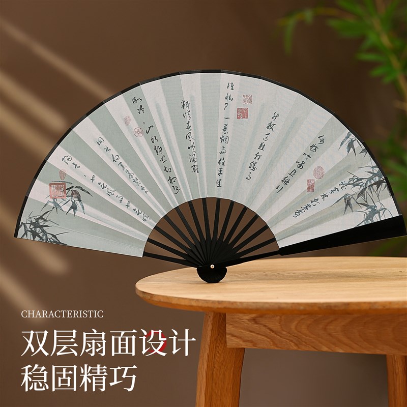 9寸扇子折扇古风双面绢布折叠扇2025新款中国风折扇新中式男女扇图片