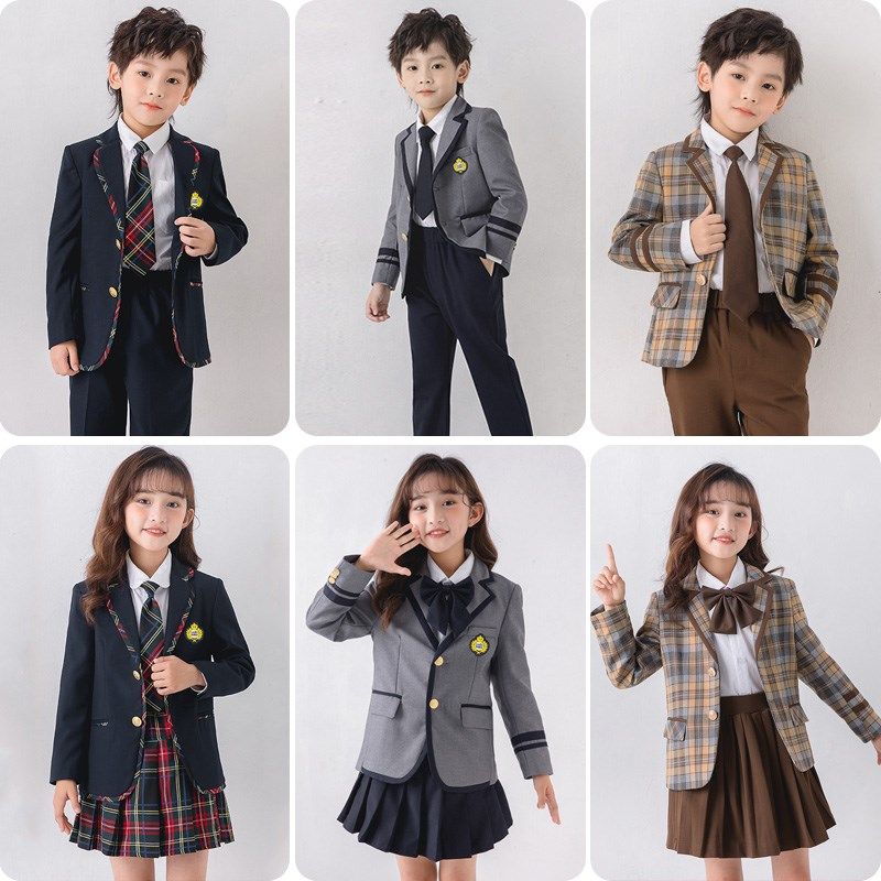 小学生校服春秋款英伦学院风幼儿园班服格子外套西装裙子套装礼服