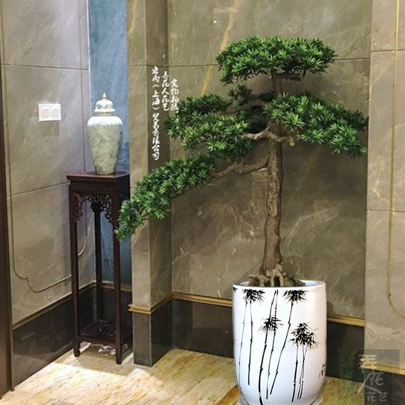 景德镇陶瓷器手绘种花卉特大号室内花盆树盆花钵中式公司装饰发财