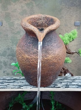 古风仿陶罐小号开口古法养鱼流水罐庭院水培水缸鱼池水循环过滤器