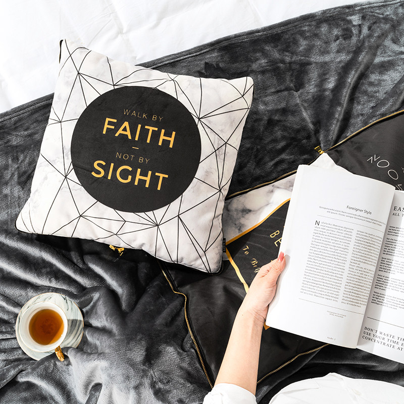 轻奢高档车载抱枕被子两用汽车办公室抱枕毯二合一珊瑚绒加厚定制