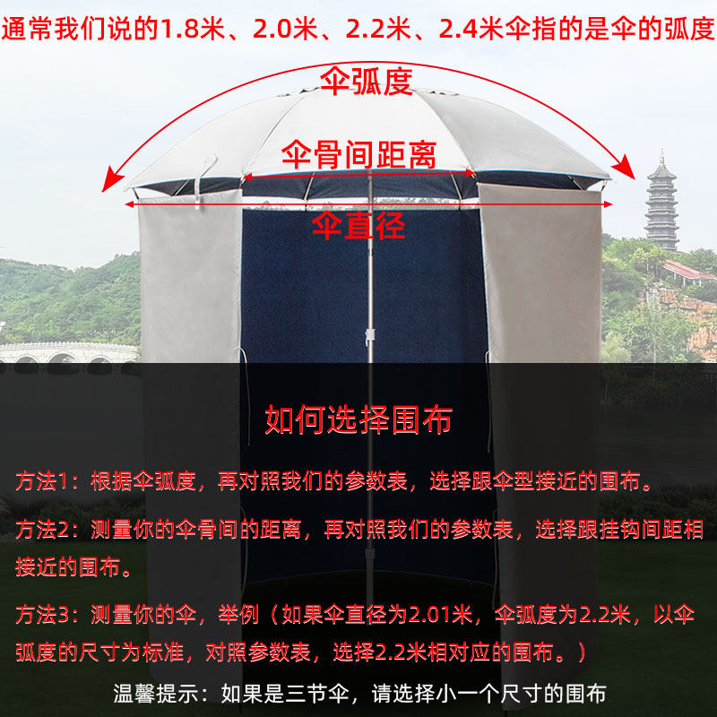铝合金挂钩钓鱼伞围布1.8-2.4米全围半围裙围帐保暖挡风防雨防晒