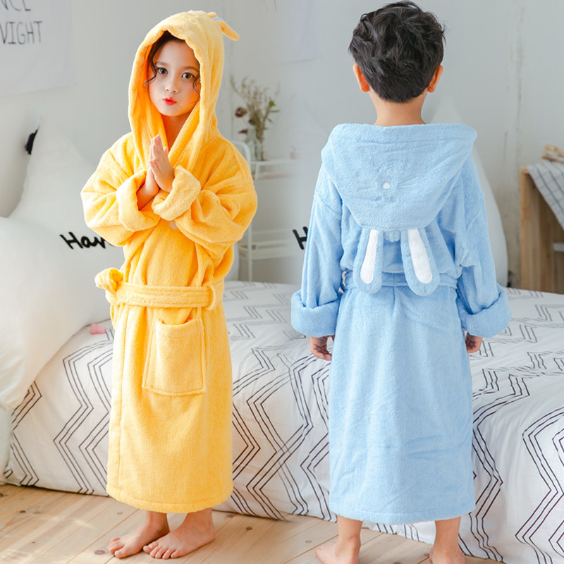 A类纯棉毛巾儿童浴袍吸水男童女童秋冬加厚游泳斗篷可穿浴巾浴衣