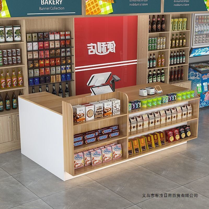 吧台收银台店铺小型柜台桌便利店文具店超市小卖部转角前台收银台图片
