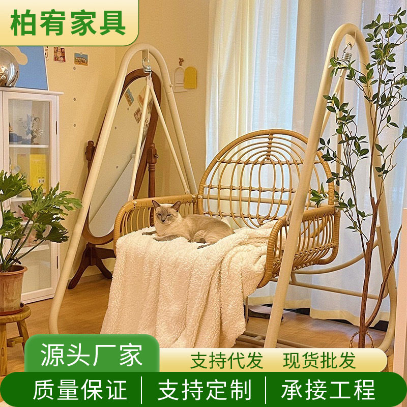 户外秋千吊椅客厅双人网红吊篮藤椅家用阳台单人室内秋千摇篮椅
