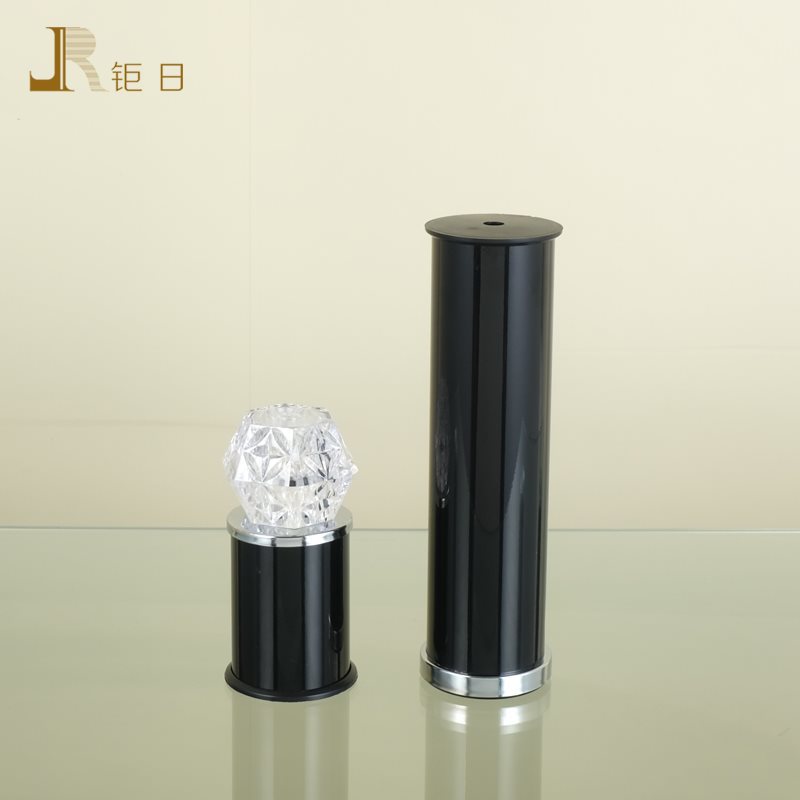 双层时尚玻璃茶几脚 圆形简约铝管花纹餐台脚 桌腿家具配件