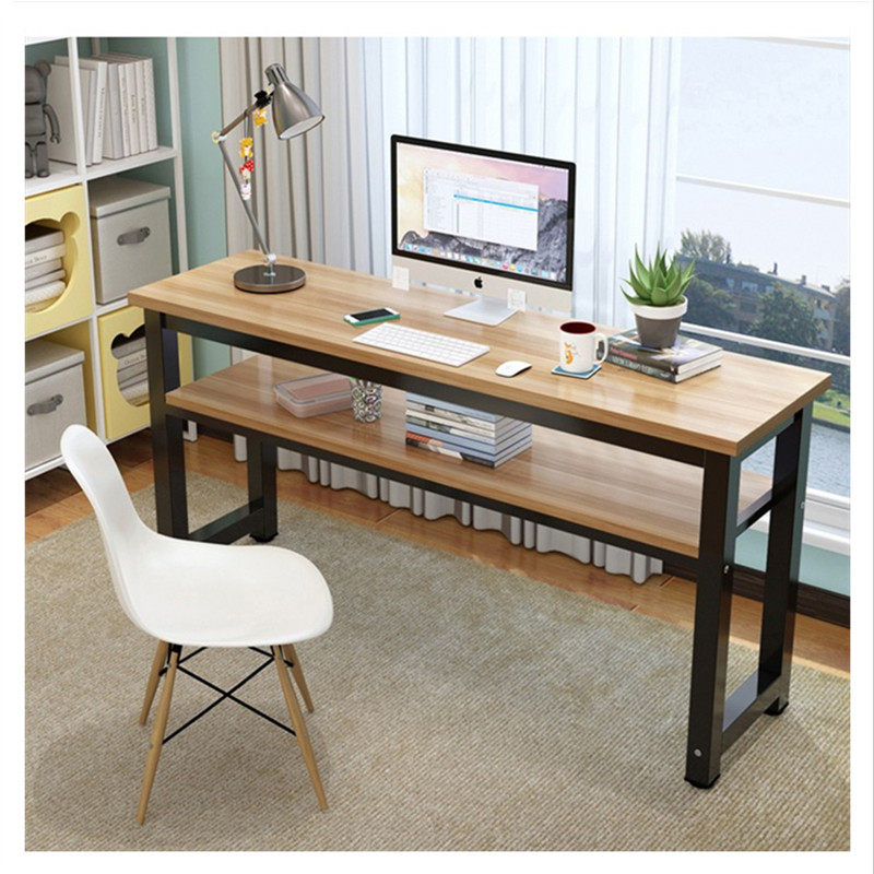 可定制尺寸长条双层窄桌靠墙家用置物架简易书桌卧室电脑桌办公桌