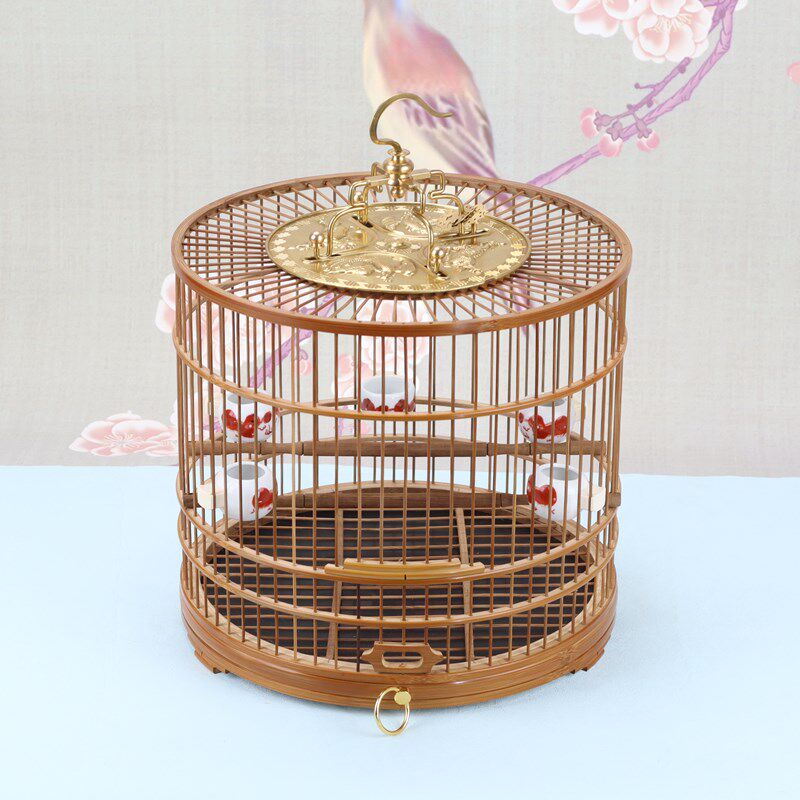 红子靛颏抽屉鸟笼绣眼竹鸟笼柳莺芙蓉文鸟玉鸟老竹竹皮抛光手工笼