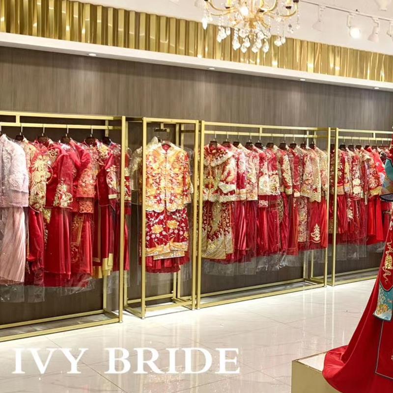 简约婚纱架子落地式挂衣架影楼婚纱店专用拖尾礼服秀禾中式展示架