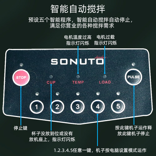 SONUTO带罩隔音沙冰机奶茶店商用大马力HA206静音破壁碎冰豆浆机