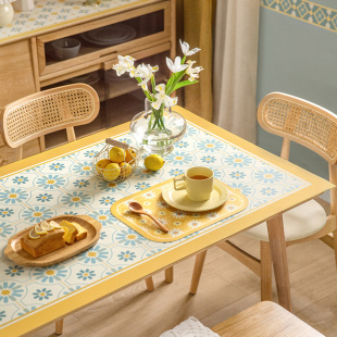 花砖皮革桌垫桌布防水防油免洗餐桌垫防烫茶几垫床头柜垫子桌面垫