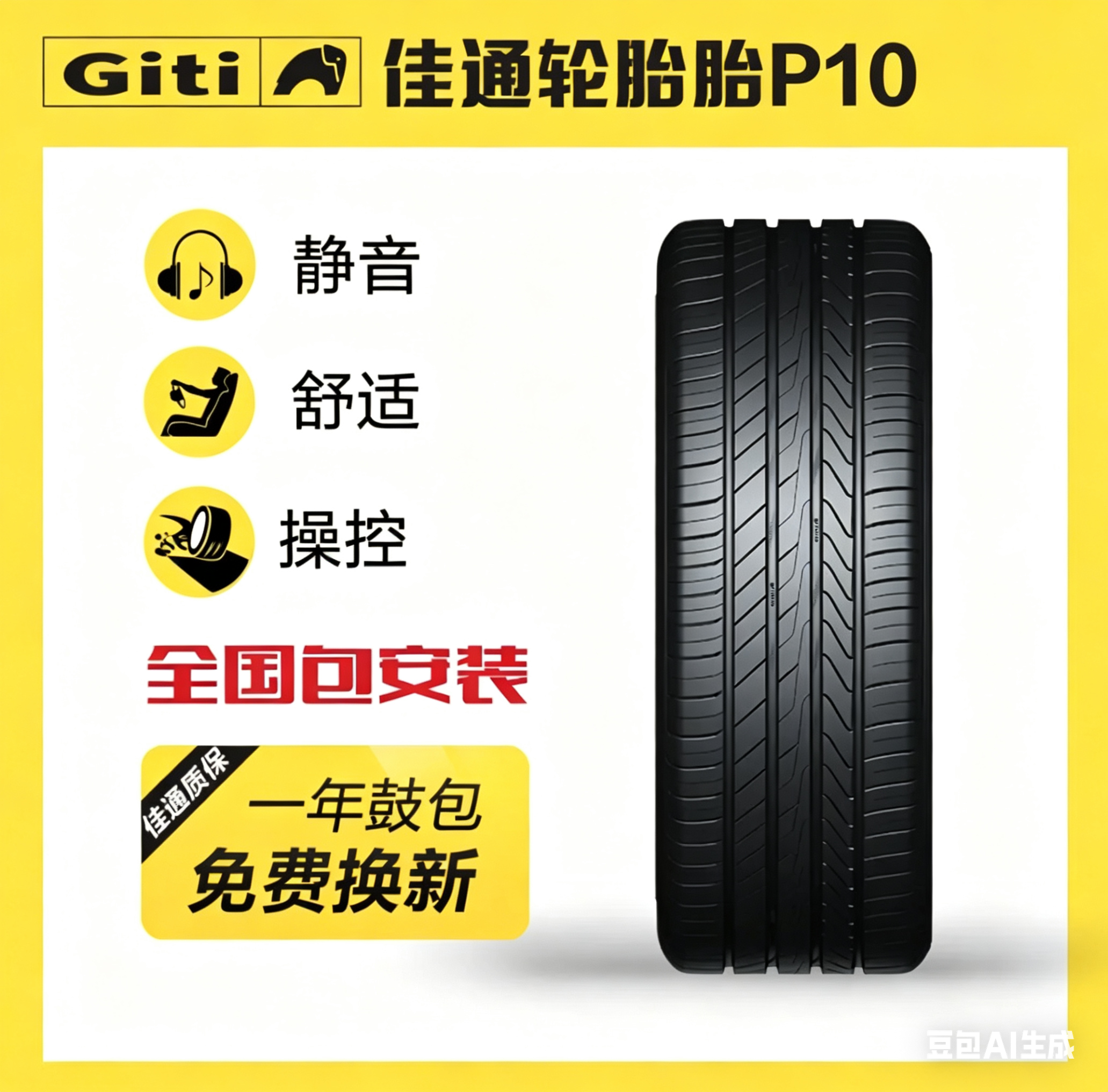 佳通汽车轮胎GITI 245/45R19 102V P10原配深蓝SL03/启源A07 EV