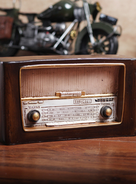 复古做旧老式收音机模型摆件创意咖啡厅奶茶店客厅书柜桌面装饰品