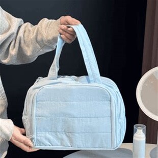 【下单立减50】粉色少女心化妆包洗漱包手提收纳袋子大号宽开口QC