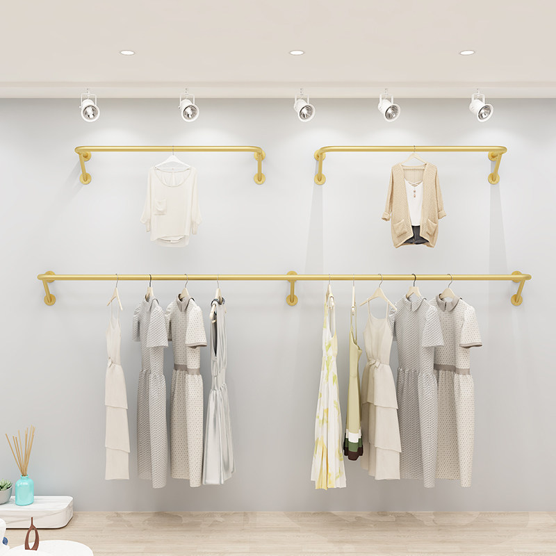 服装展示架陈列衣杆壁挂式侧挂上墙架女装店内裤货架童装店挂衣架