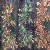 火凤凰亮片网纱刺绣布贴 diy尾巴绣花辅料无胶 旗袍礼服舞台布料