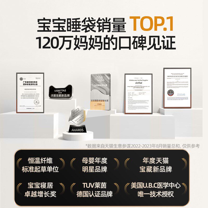 贝肽斯【肽柔】婴儿睡袋春秋冬款棉恒温分腿睡袋儿童防踢被四季