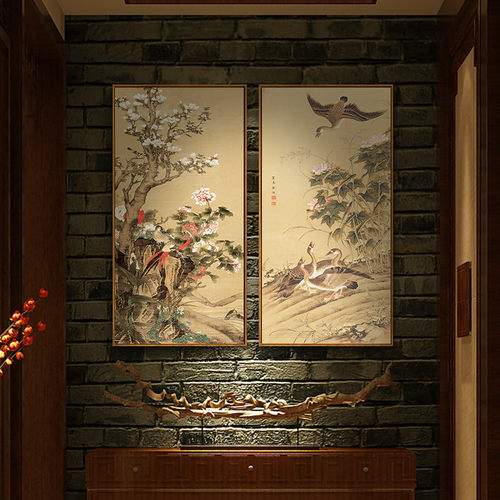 新中式客厅装饰画 餐厅花鸟国画玄关竖版挂画山水沙发背景墙 壁画 - 封面