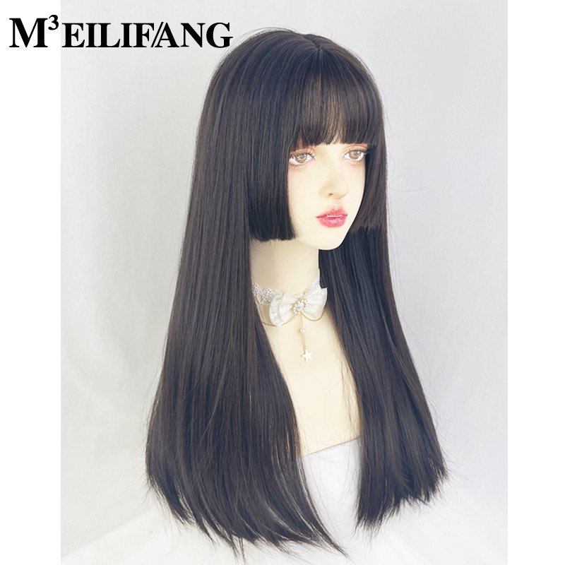 美立方公主切假发全头套女长发水母头日式黑长直整顶lolita姬发型