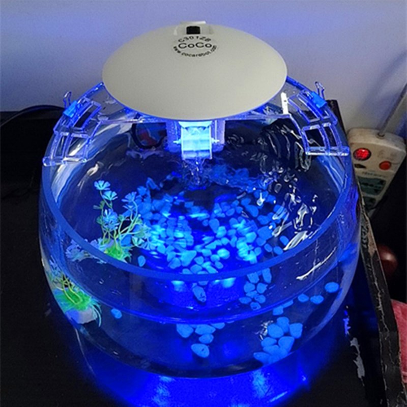 循环抽水泵圆形鱼缸过滤器静音增氧过滤三合一瀑布式水轮LED鱼缸