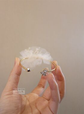 粉雾海/唯美可爱韩式水晶纱新娘伴娘姐妹团结婚礼简约手腕花手环