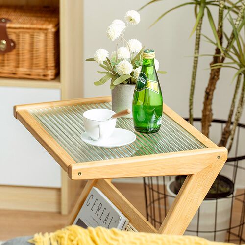 藤编小茶几客厅沙发边几简易家用实木玻璃小茶几茶桌报刊置物茶台