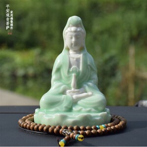 汽车载摆件陶瓷保平安观音如来地藏弥勒佛像家用供奉中式室内饰品