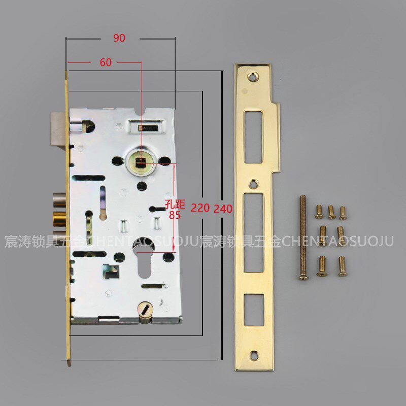 恒大别墅防盗门锁全套 防盗门把手锁芯锁体面板一套 家用通用型
