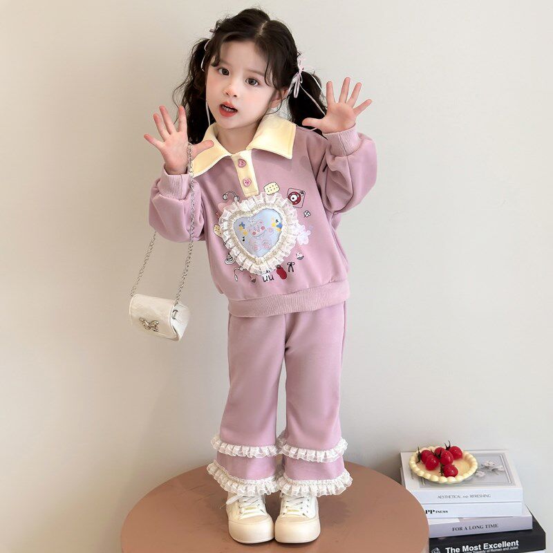 女宝宝春季卫衣套装2025新款女童时髦洋气全棉衣服儿童春装两件套