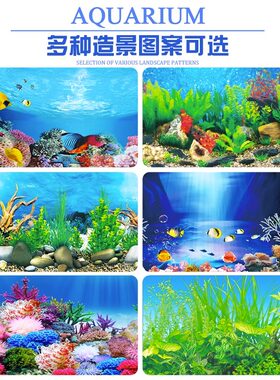 鱼缸背景贴纸3d高清海景5d立体玻璃缸专用锦鲤罗汉鱼背景图遮光