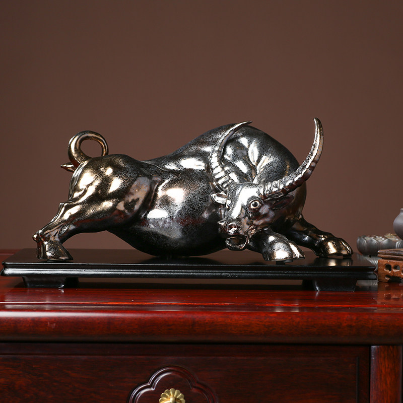 石湾牛摆件招财牛客厅镇宅公司老板桌办公室装饰品牛年生肖工艺品