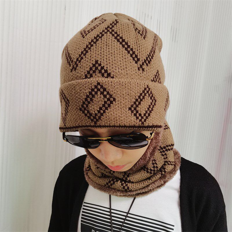 潮品部落大童保暖加绒套帽冬天护耳男女孩小中学生帽子围脖套