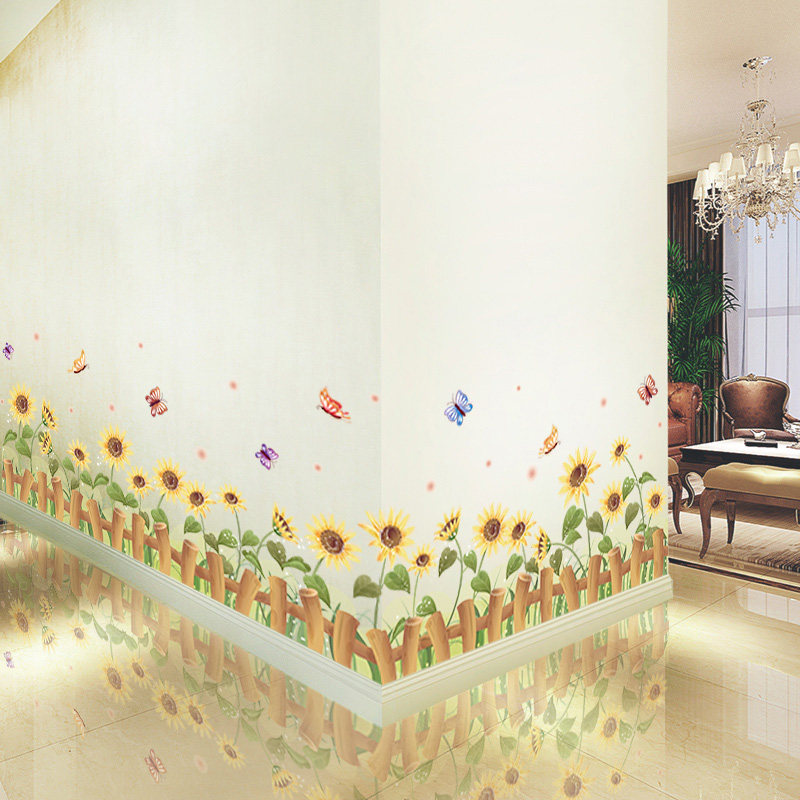 绿叶花草墙角装饰踢脚线墙贴纸客厅卧室走廊墙面壁纸贴画墙纸自粘