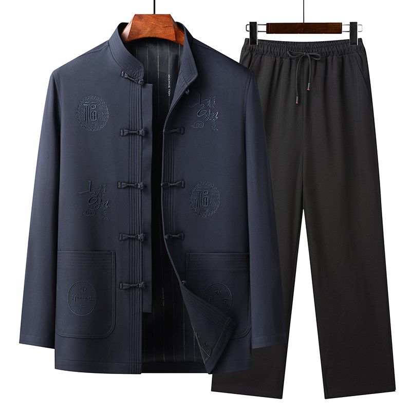 唐装男士秋冬季外套爸爸红色本命年中老年人爷爷夹克中国风上衣服