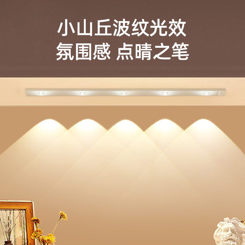 初识照明人体感应波纹灯充电猫眼小山丘衣柜酒柜鞋柜橱柜自粘灯条