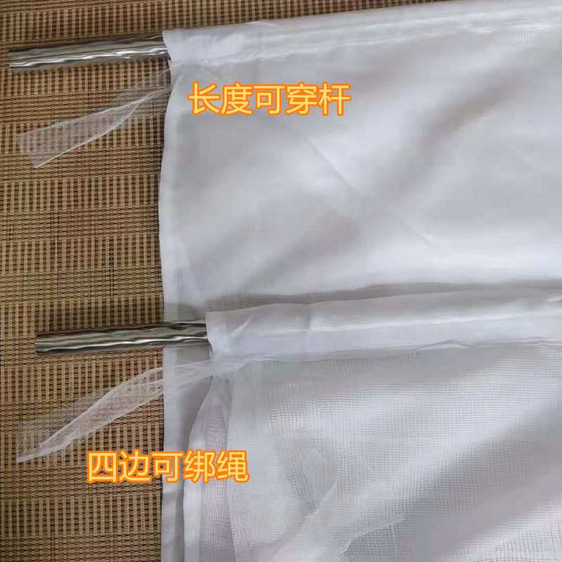 莲花老式蚊帐穿竹杆绑绳方顶家用单门白色防尘布学生宿舍单人纹账