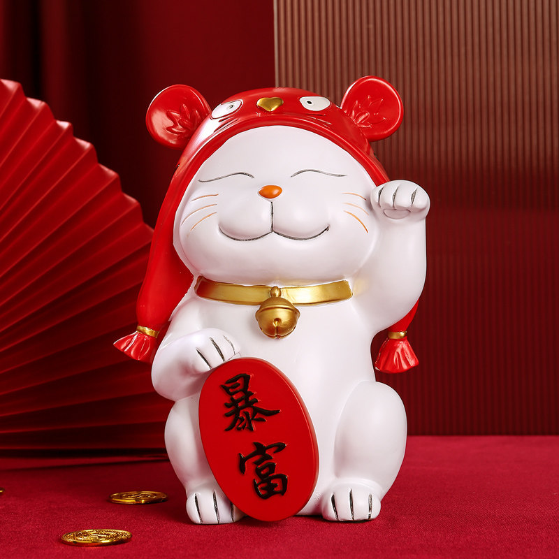 暴富招财猫摆件门口钥匙收纳架子创意客厅家居软装饰品开业小礼物