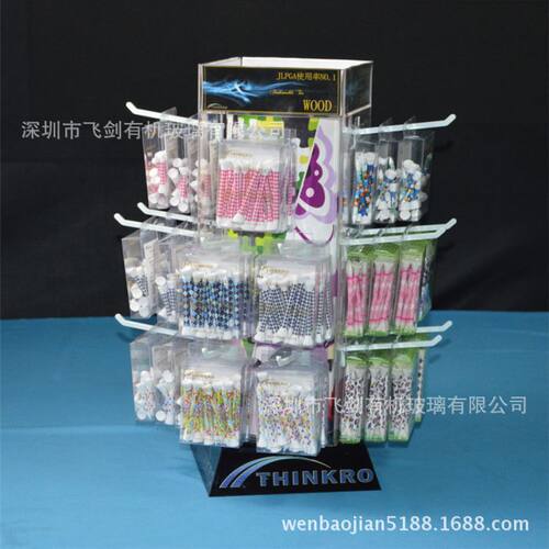 360度旋转带挂钩的绘画笔展示架有UV宣传画有机玻璃黑色材料