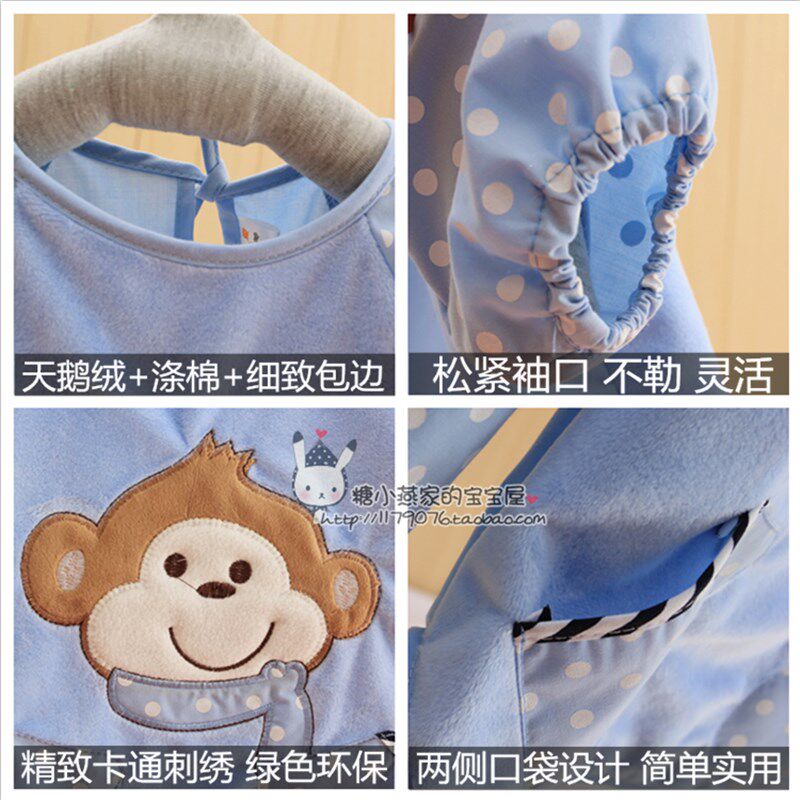 春秋季新款宝宝罩衣儿童反穿衣婴儿防污防水围裙好洗易干画画衣兜