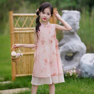 女童旗袍新中式连衣裙2024新款夏季薄款儿童民国风裙子中国风夏装