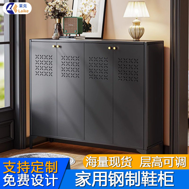 新款家用入户钢制鞋柜透气门口玄关靠墙入门门外楼道走廊一体鞋架图片