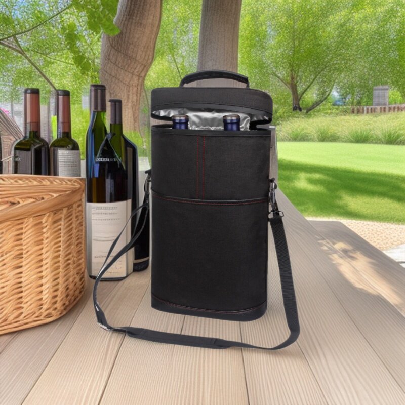 户外牛津布手提圆桶冰包香槟葡萄酒包野餐包时尚红酒保温包