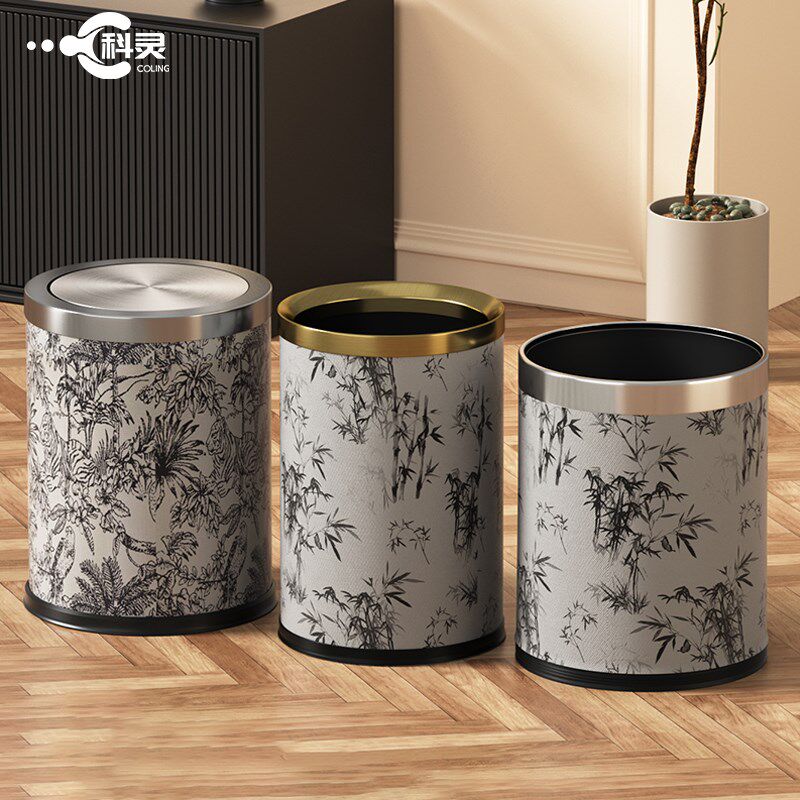 中古风摇盖垃圾桶家用客厅卧室卫生间大号高颜值法式复古2024新款