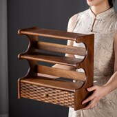 胡桃木桌面小博古架实木中式 多宝阁茶具杯垫摆件放置古玩展示架子