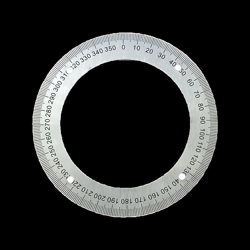 顺时针刻度盘定位孔角度圆形量角器不锈钢机床360度/100x70x1/010