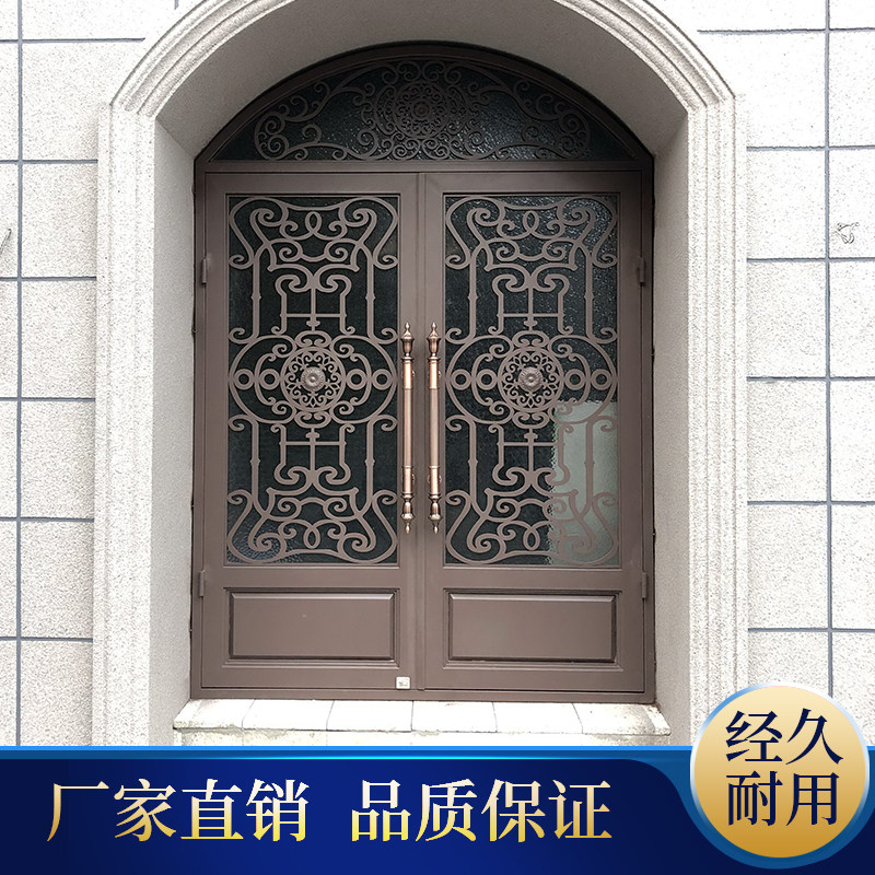 欧式锻造铁艺玻璃门别墅进户门入户门平开门子母门单开门防盗门