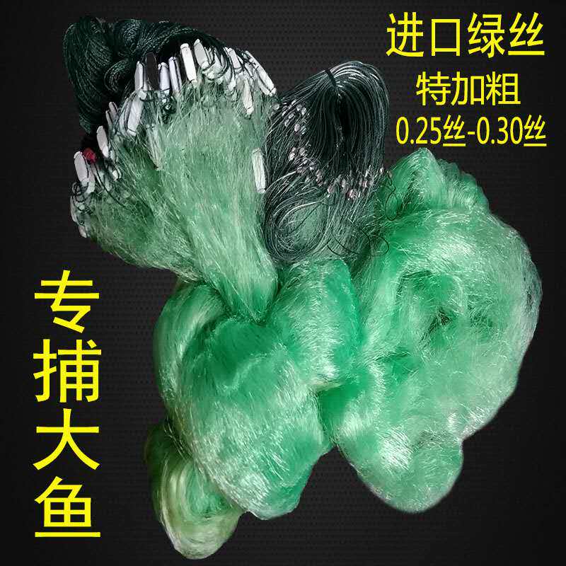 丝网粘网加粗特粗粗丝鱼网三层网米沉网专捕鲤鱼草鱼大鱼绿丝0.25