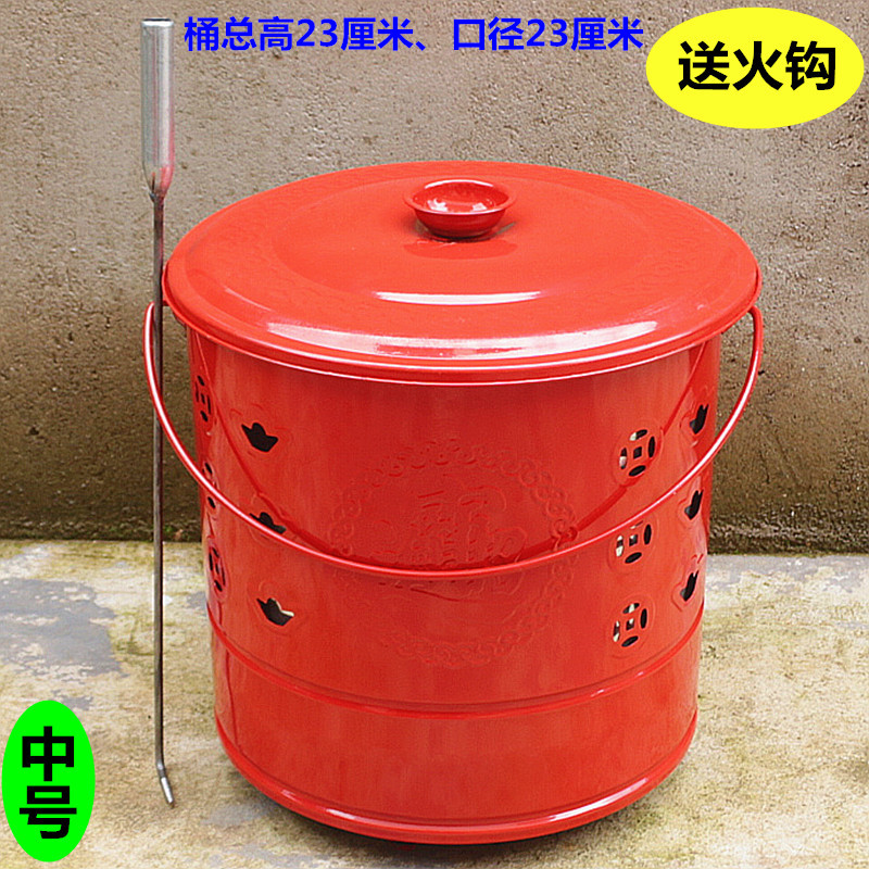 包邮加厚搪瓷红色烧纸桶家用室内烧纸钱桶不锈钢五种规格