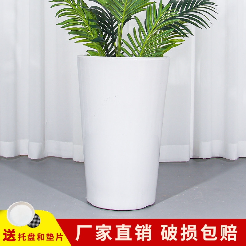 白色2022新款陶瓷花盆家用客厅特大号大口径种树简约个性摆件阳台