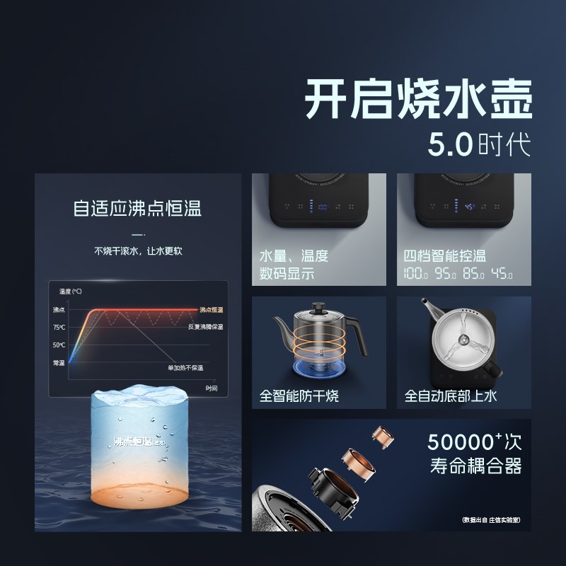 庄信E03纯钛烧水壶自动上水泡茶专用一体无缝内胆茶台专用电水壶